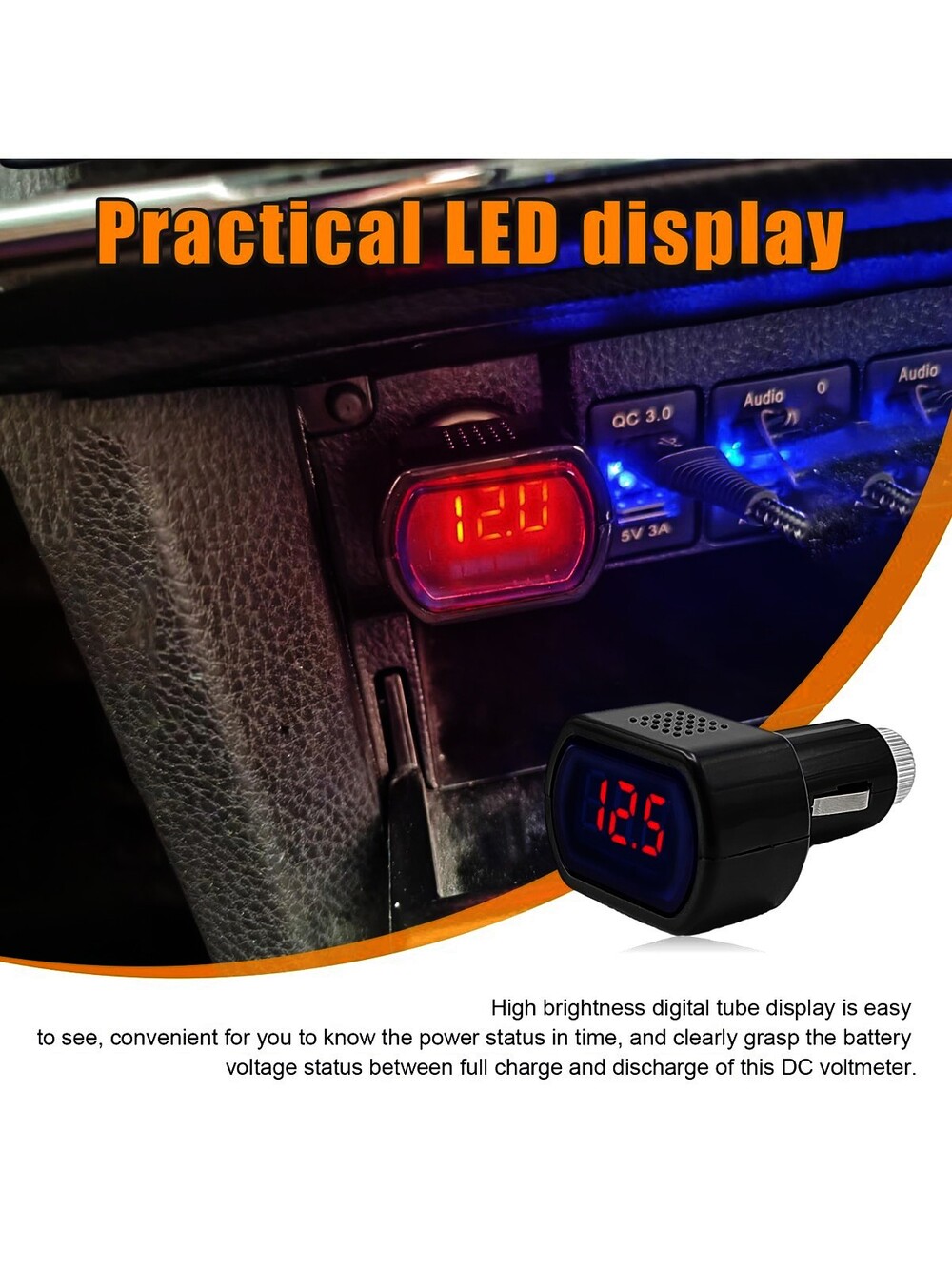 Soondar® Mini 12V/24V DC Digital Car Motorcycle Cigarette Lighter Voltage El...